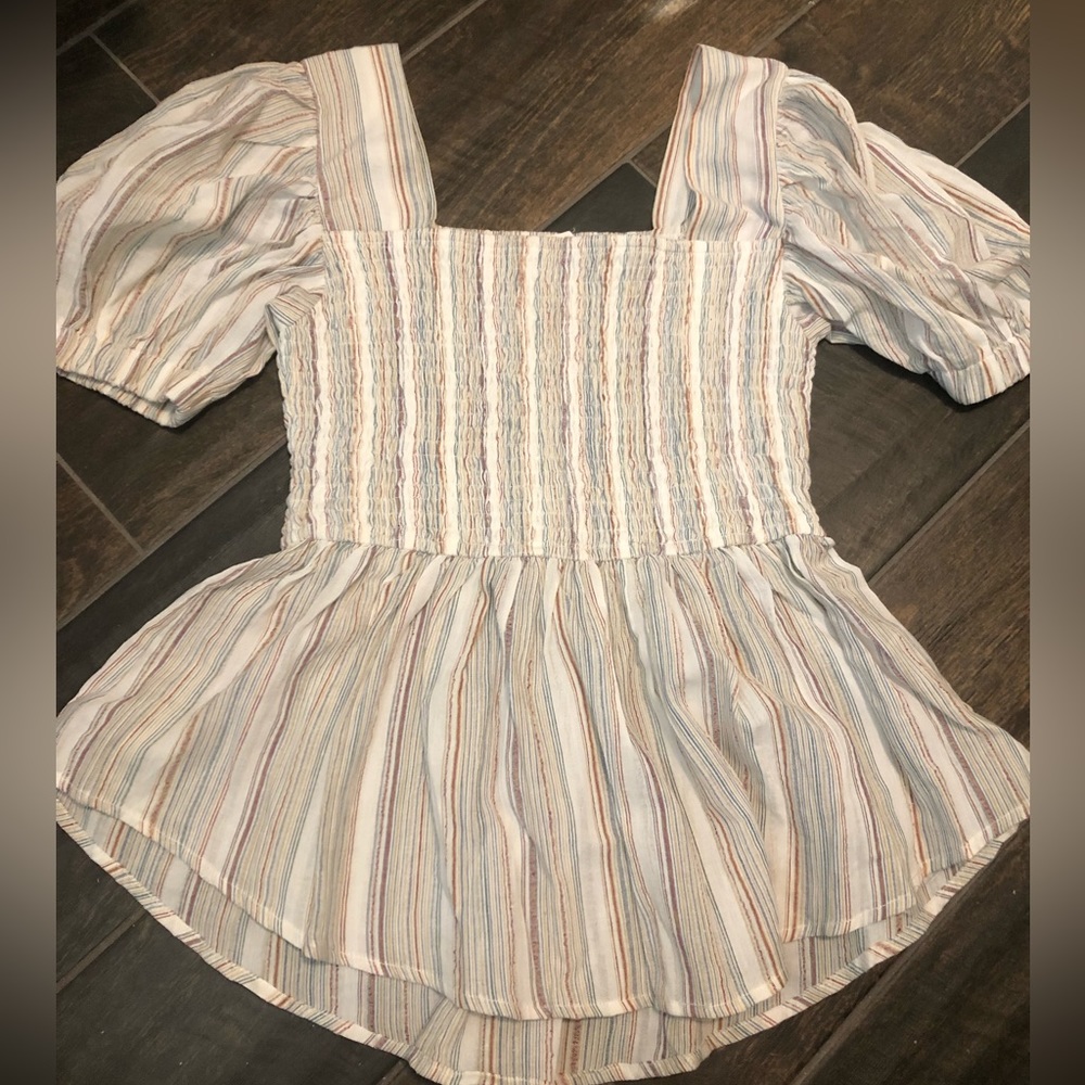 NWOT Bohme Smocked Peplum Blouse